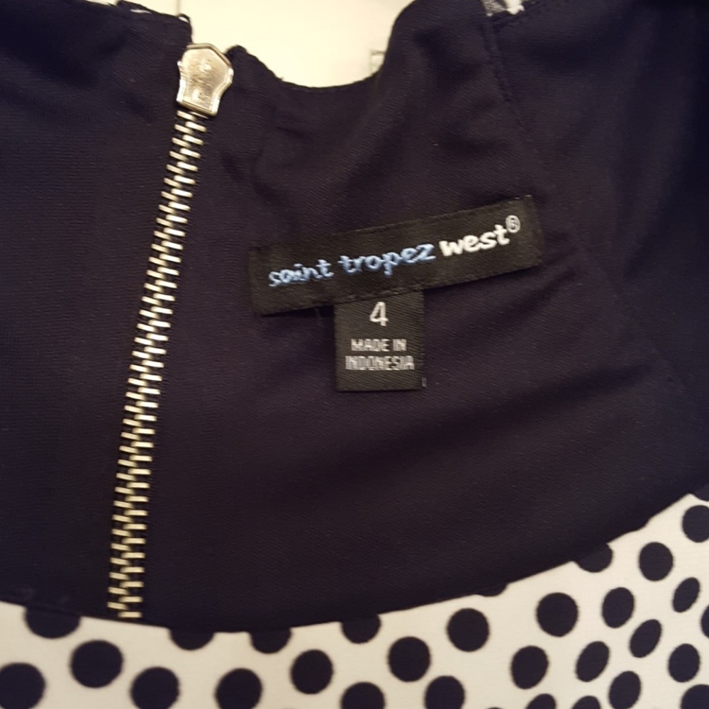 SAINT TROPEZ WEST BLACK AND WHITE DOT DRESS - EUC - Picture 3 of 6